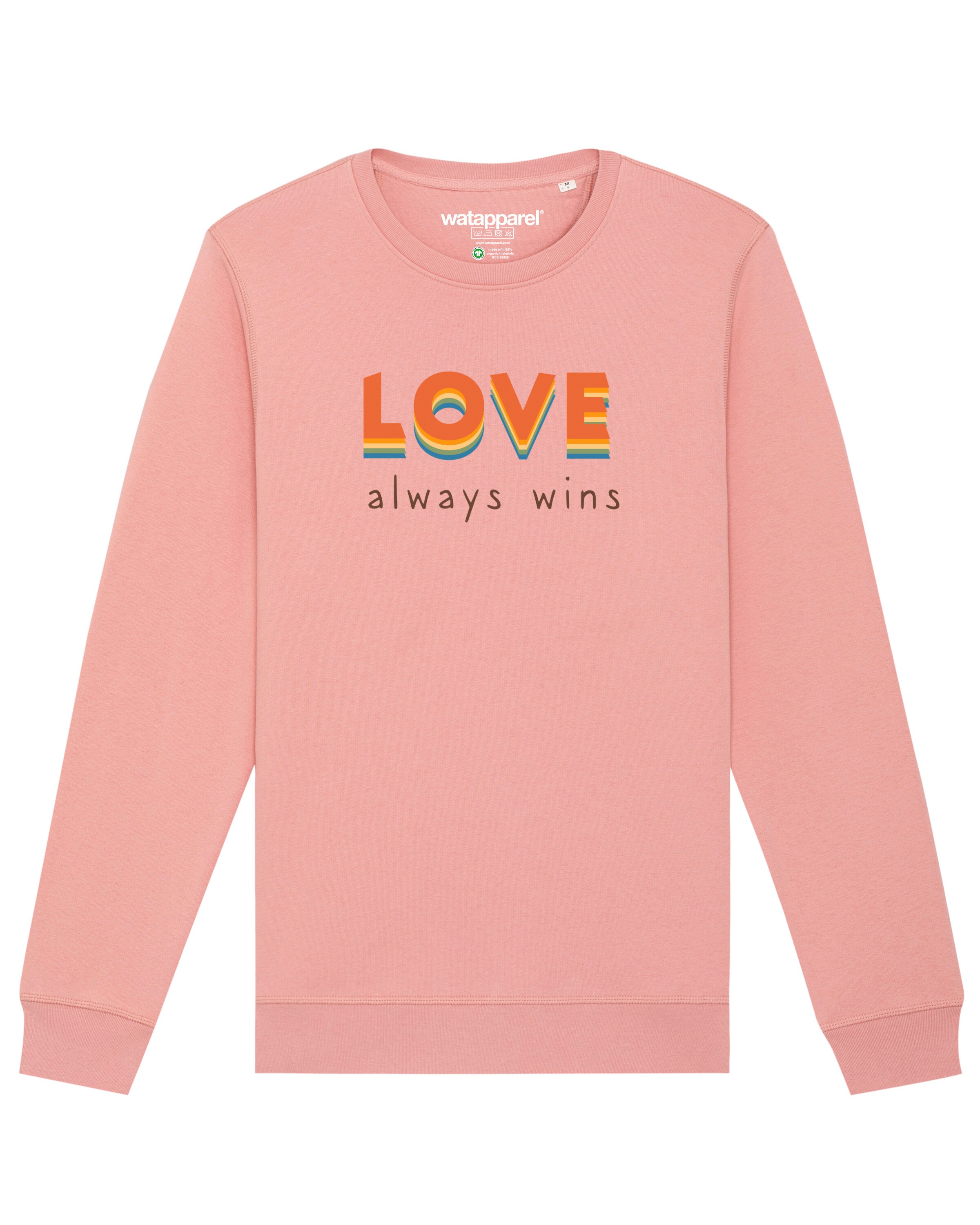 Watapparel Sweatshirt 'Love always wins' in Pink: Vorderseite
