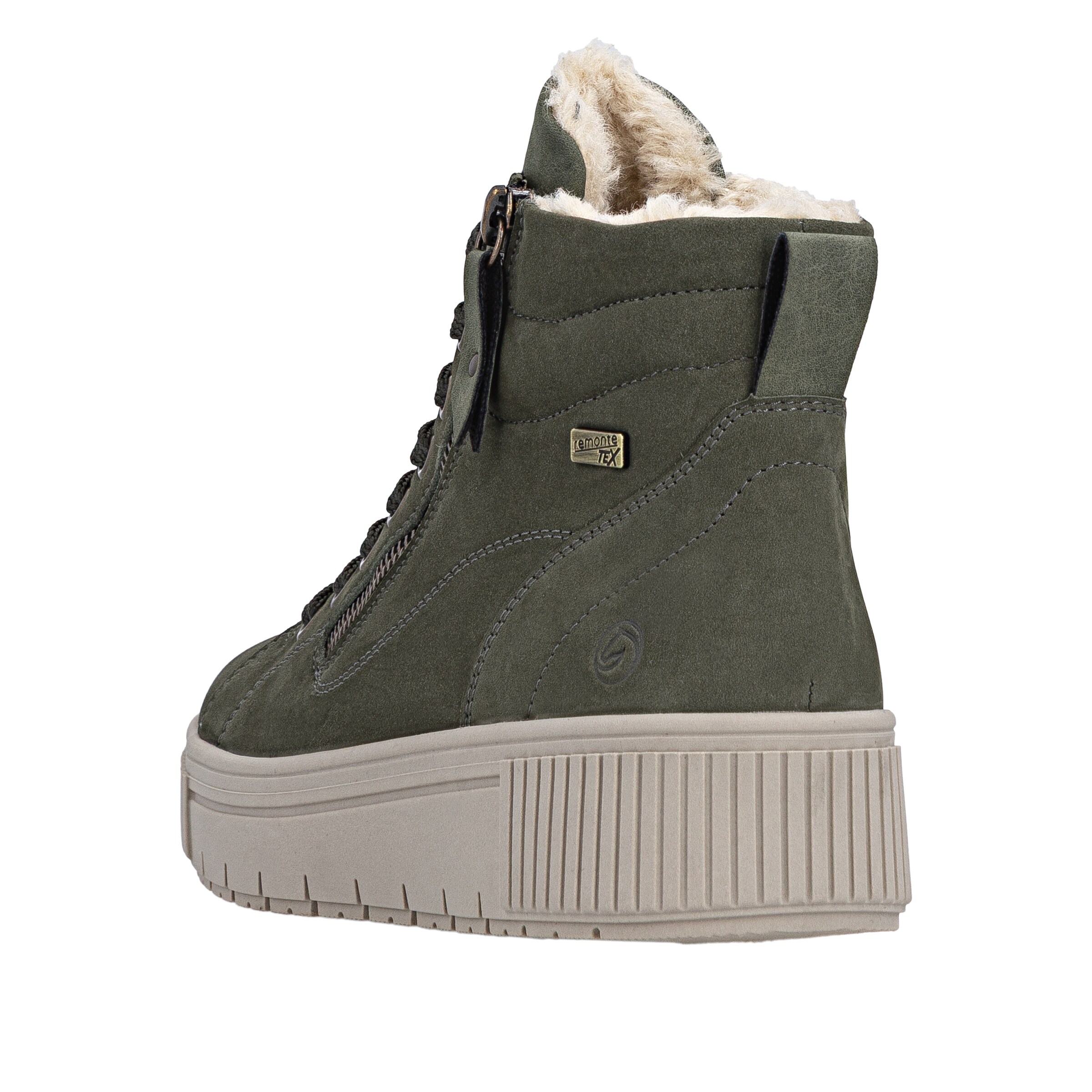 REMONTE Lace-Up Ankle Boots in Green