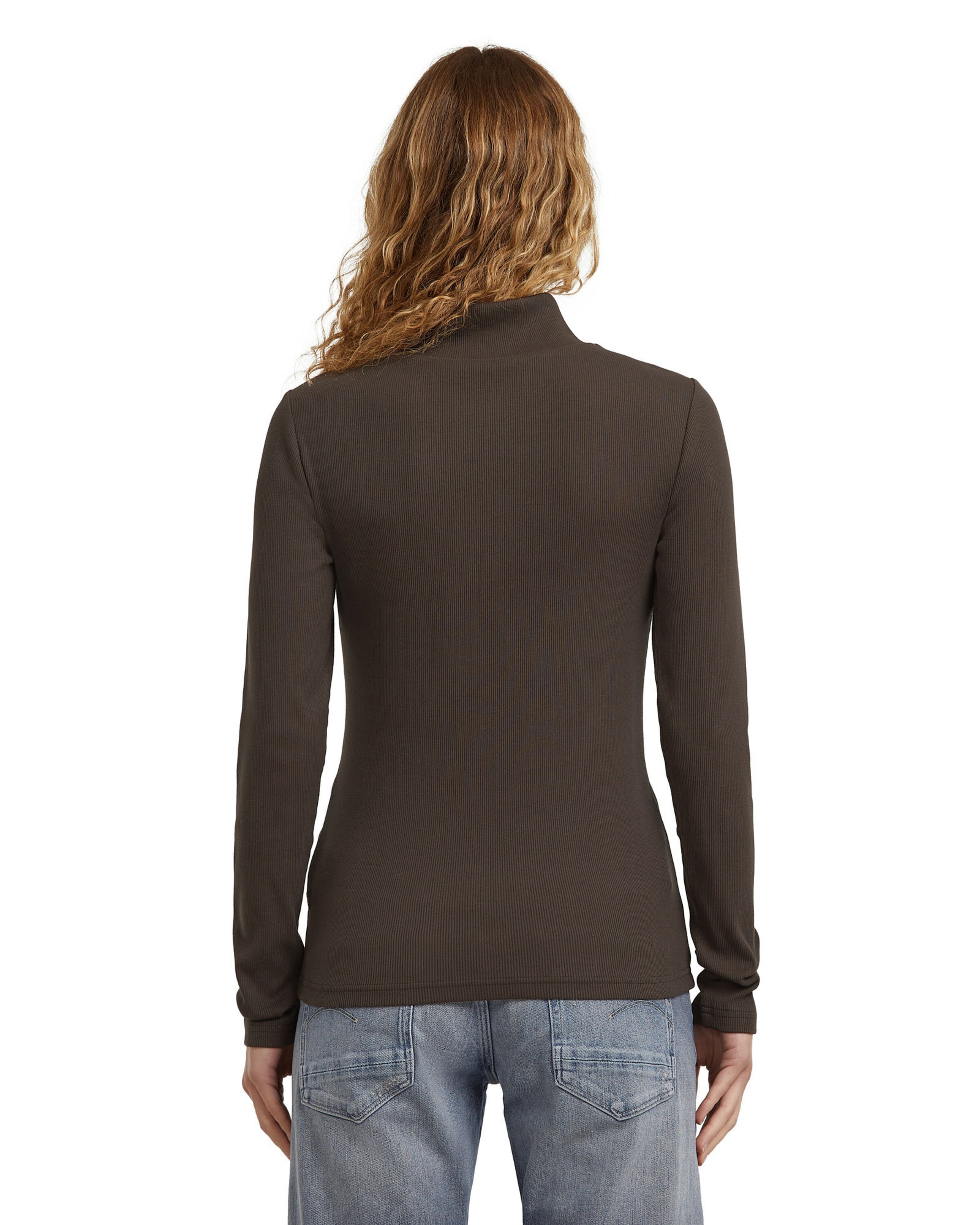 G-STAR Shirt 'A Line Slim Rib Mock' in Bruin