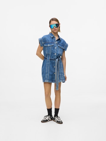 KARL LAGERFELD JEANSKošulja haljina ' Kurzärmeliges Jeanskleid mit Gürtel ' - plava boja: prednji dio