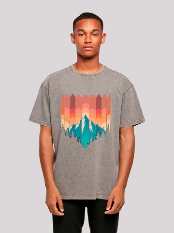 F4NT4STIC Shirt 'Berg Sonnenuntergang Geometrisch' in Grijs: voorkant