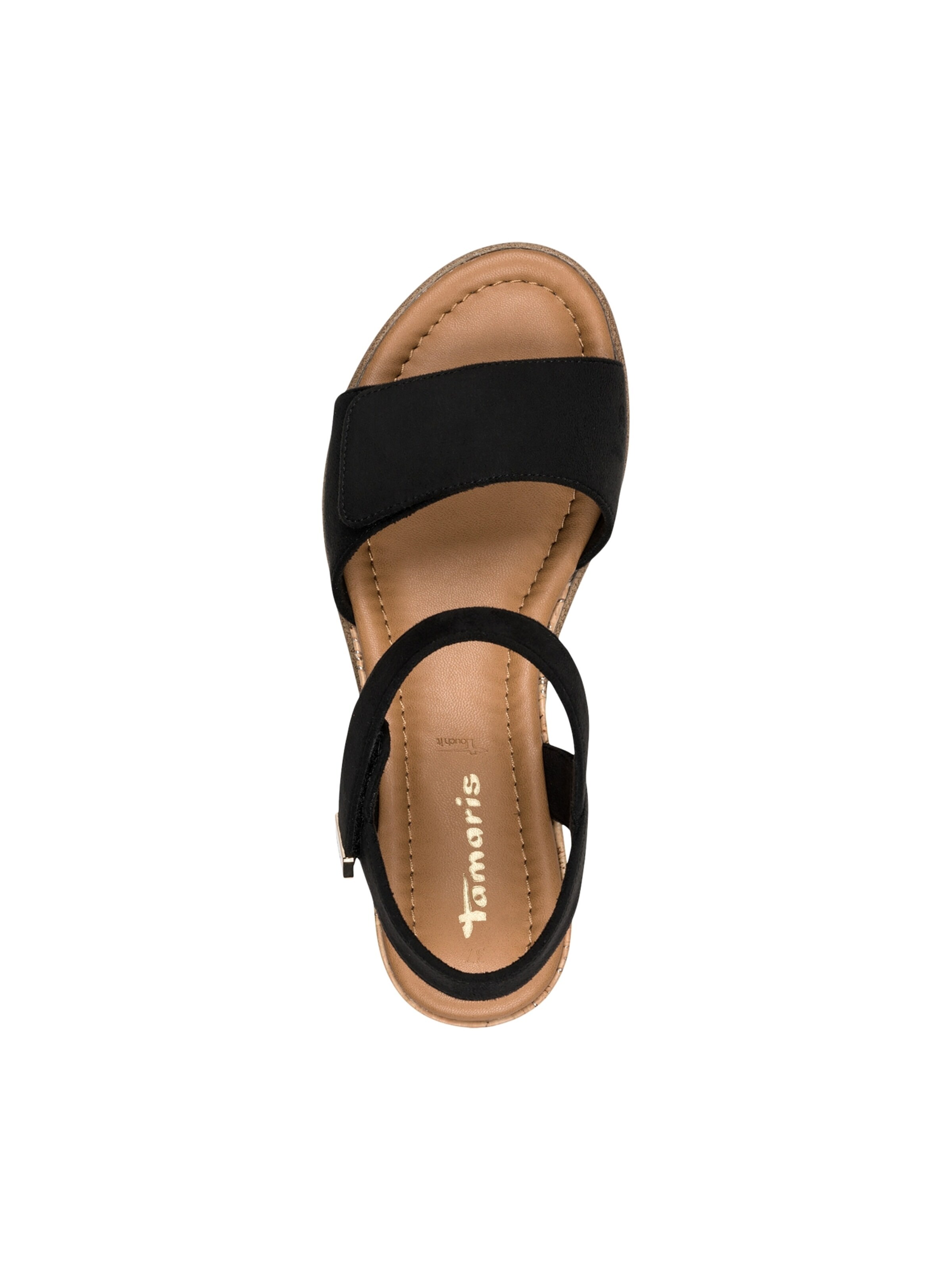 Sandalo 'Sandalen mit Keilabsatz und Klettverschluss' di Tamaris in nero