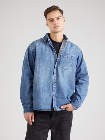 DENHAM Regular fit Button Up Shirt 'NOAH' in Blue: front