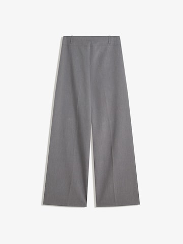 Bershka Szeroka nogawka Spodnie w kant w kolorze szary