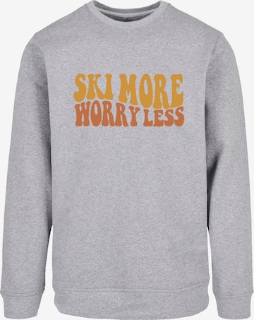 Sweat-shirt 'Ski More Worry Less' F4NT4STIC en gris : devant