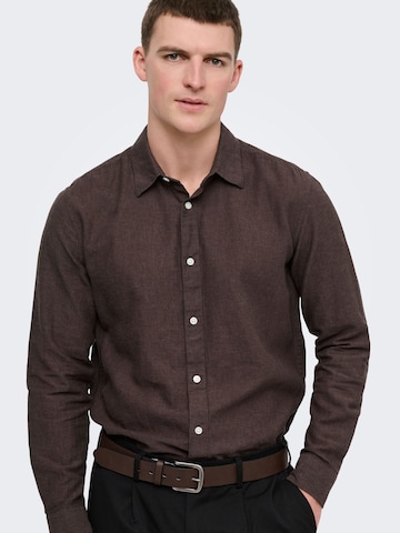 Only & Sons Slim fit Overhemd 'ONSCaiden' in Bruin