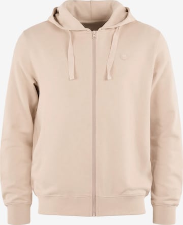 KnowledgeCotton Apparel Zip-Up Hoodie in Beige: front