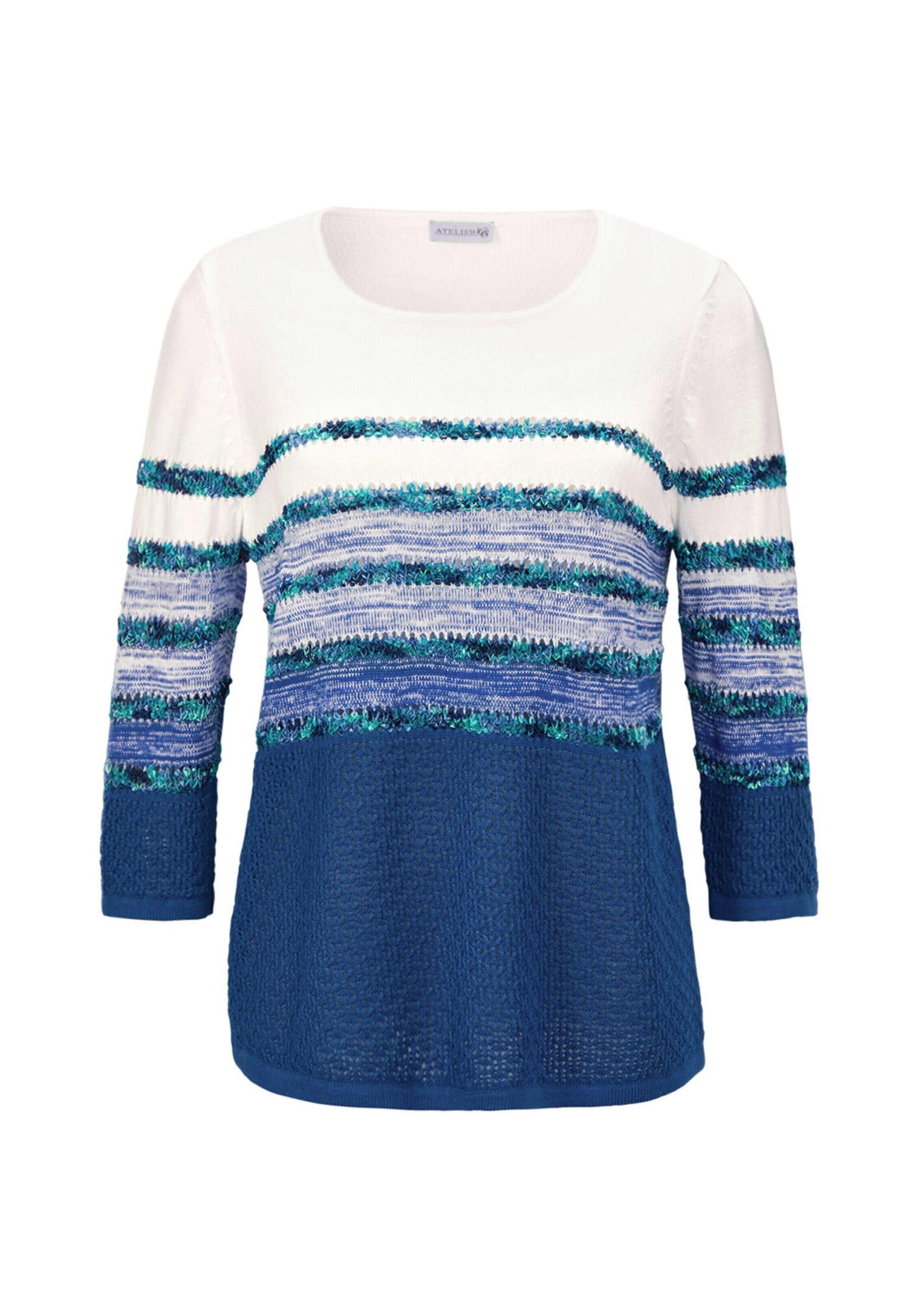 Goldner Pullover in Blau: Vorderseite