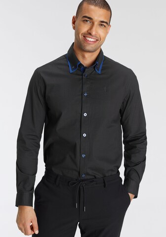 Bruno Banani Regular Fit Businesshemd in Schwarz: Vorderseite