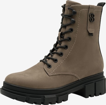 s.Oliver Lace-Up Ankle Boots in Beige: front