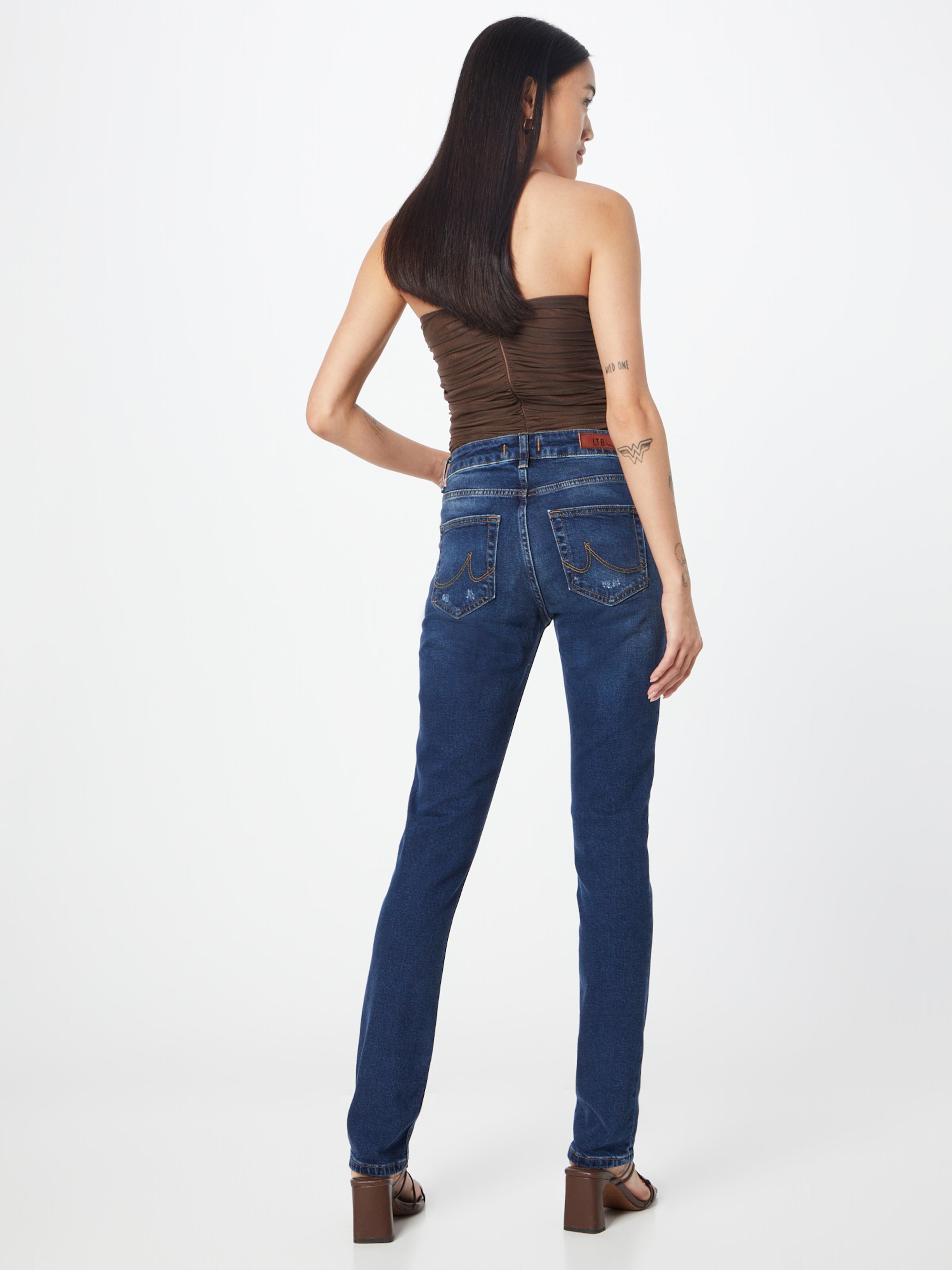 LTB ASPEN Slim Jeans Pantaloni Metà Aumento Stretch Soffice W25 L32 Usedlook Blu