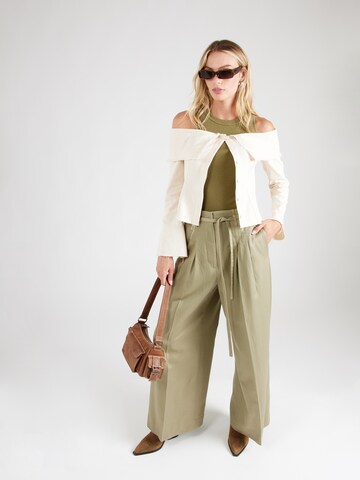 & Other Stories Wide leg Pleat-front trousers in Green