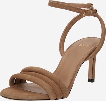 BOSS Black Strap Sandals 'Janet' in Brown: front