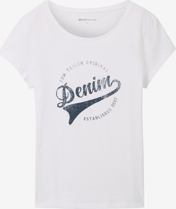 T-shirt TOM TAILOR DENIM en blanc : devant