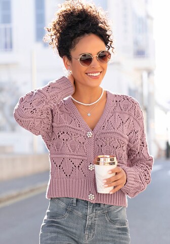 VIVANCE Knit cardigan in Purple: front