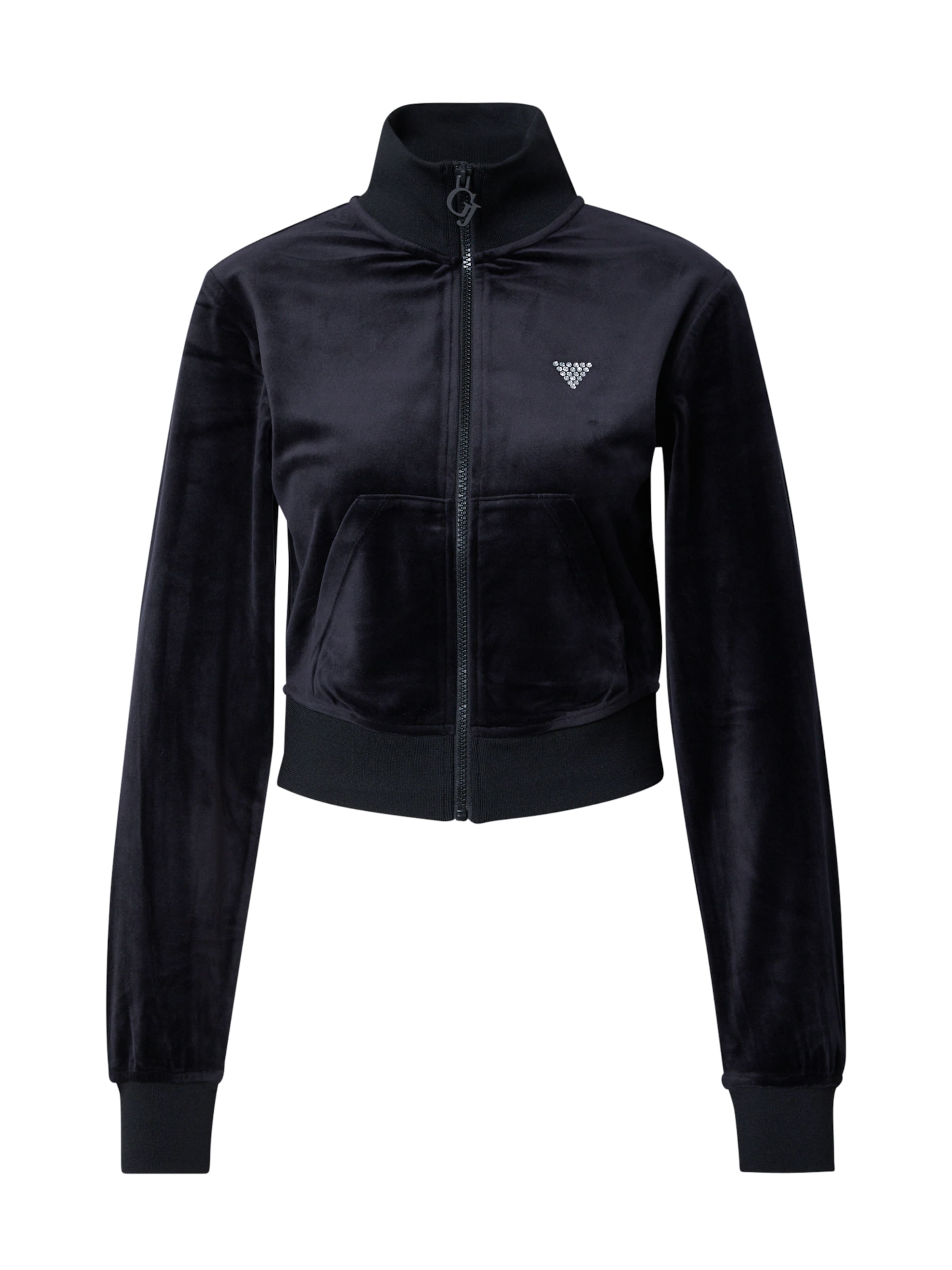 GUESS - Sudadera con cremallera 'COUTURE' en negro: frente