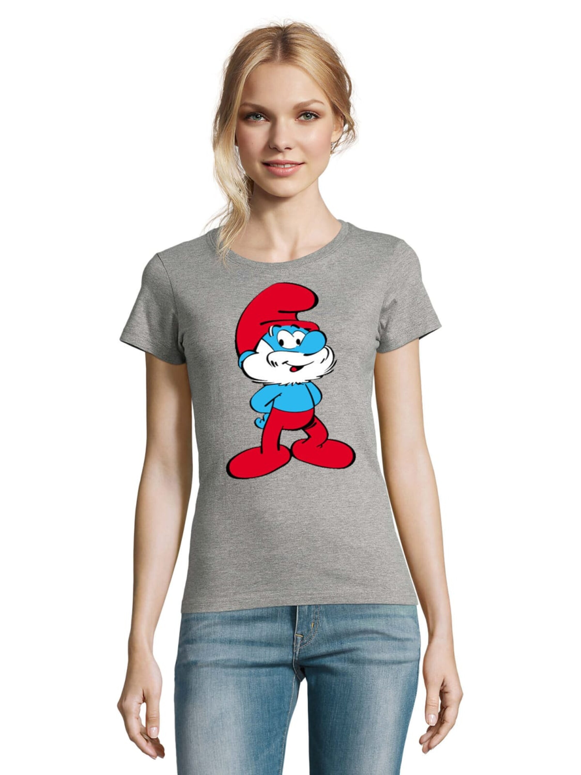 Blondie & Brownie Shirt 'PapaSchlumpf' in Grey: front