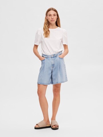 SELECTED FEMME Wide Leg Jeans med lægfolder 'Gry' i blå