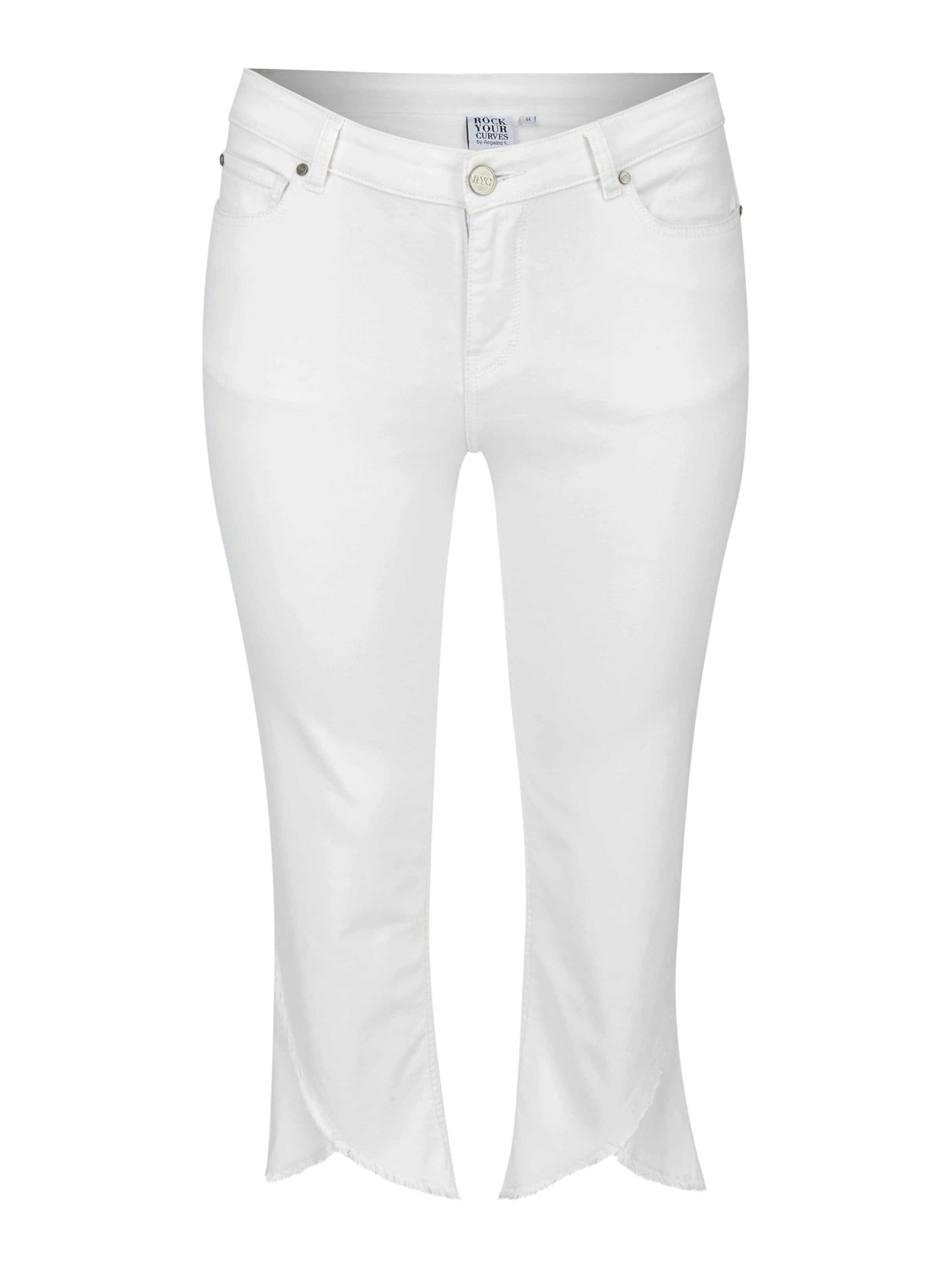 Coupe slim Jean Rock Your Curves by Angelina K. en blanc : devant