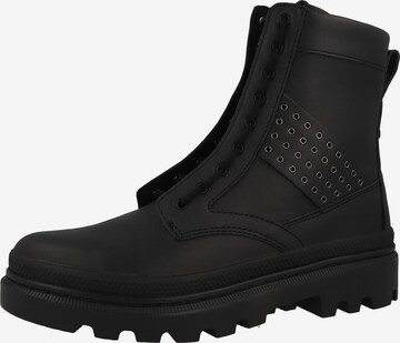 Palladium Lace-Up Ankle Boots in Black: front