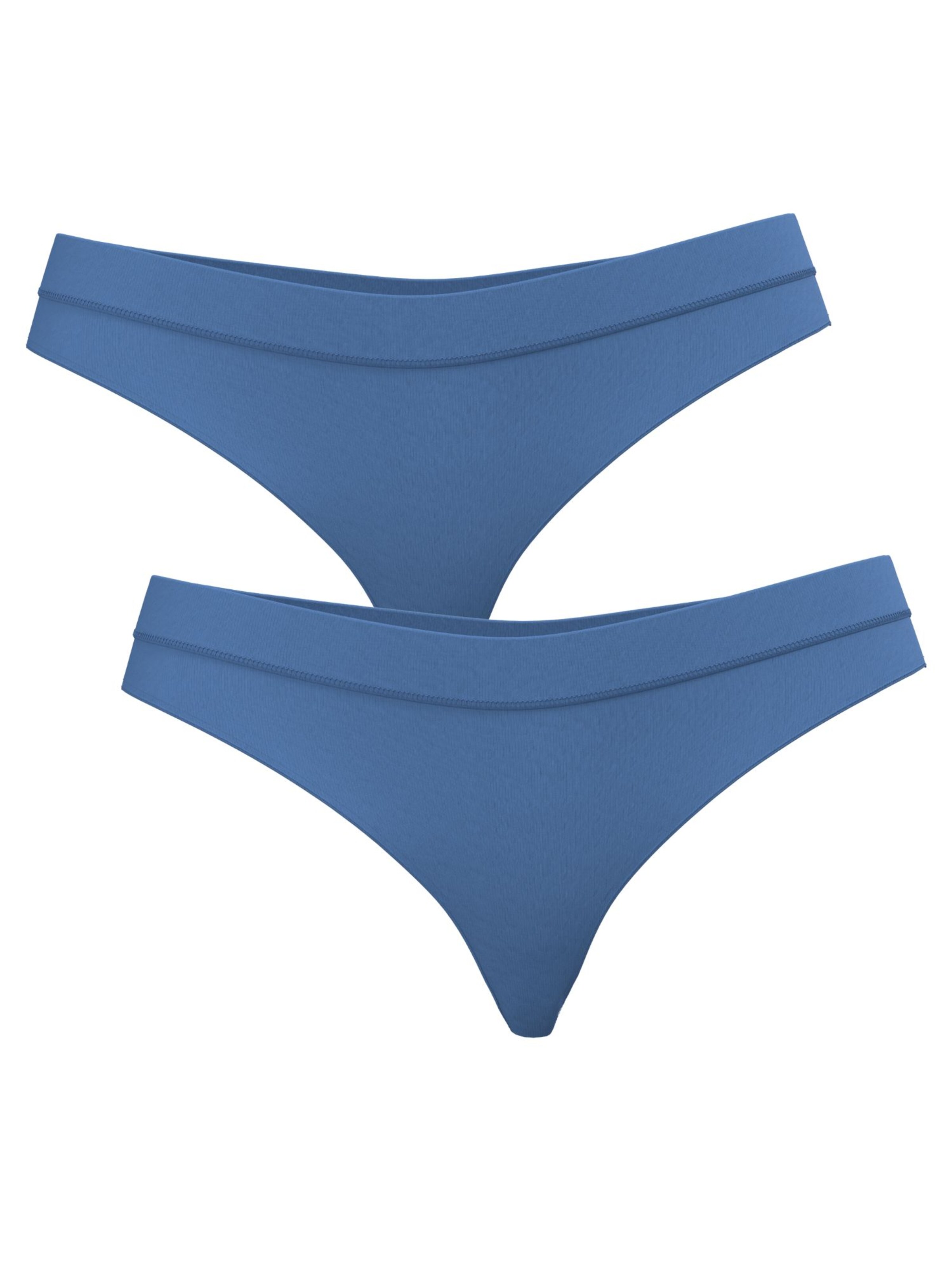 Albero Natur Thong '2er Pack Damen Bio Baumwoll String High Waist' in Blue: front