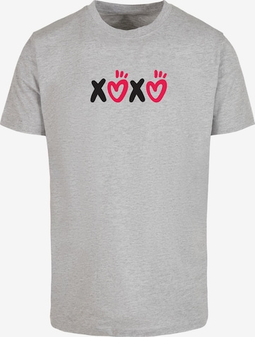 Merchcode T-Shirt 'Valentines Day - XOXO' in Grau: predná strana