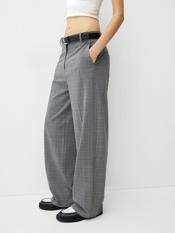 Wide Leg Pantalon à plis Bershka en gris