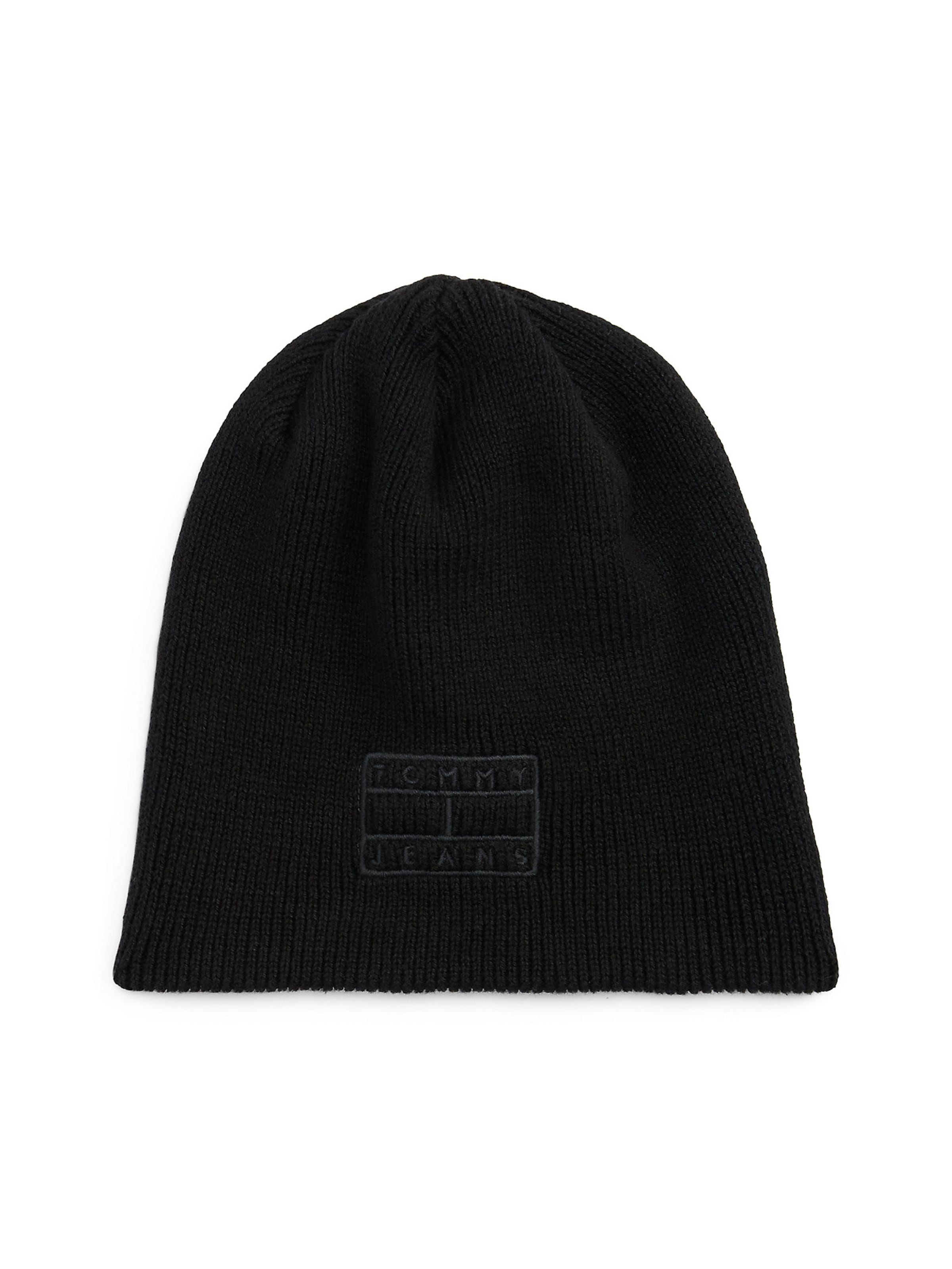 Tommy Jeans Beanie in Black: front
