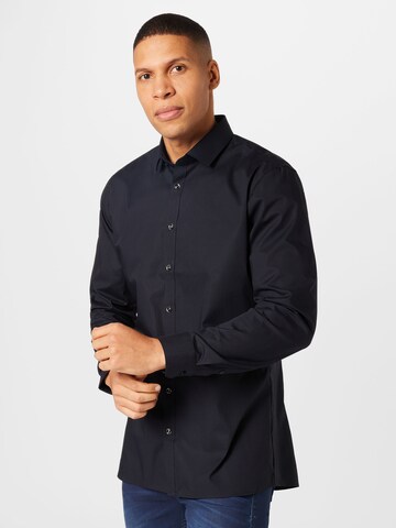 OLYMP Slim fit Business shirt in Black: front