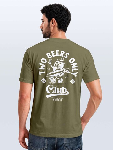 Neverless Shirt 'Two Beers only Backprint' in Green: front