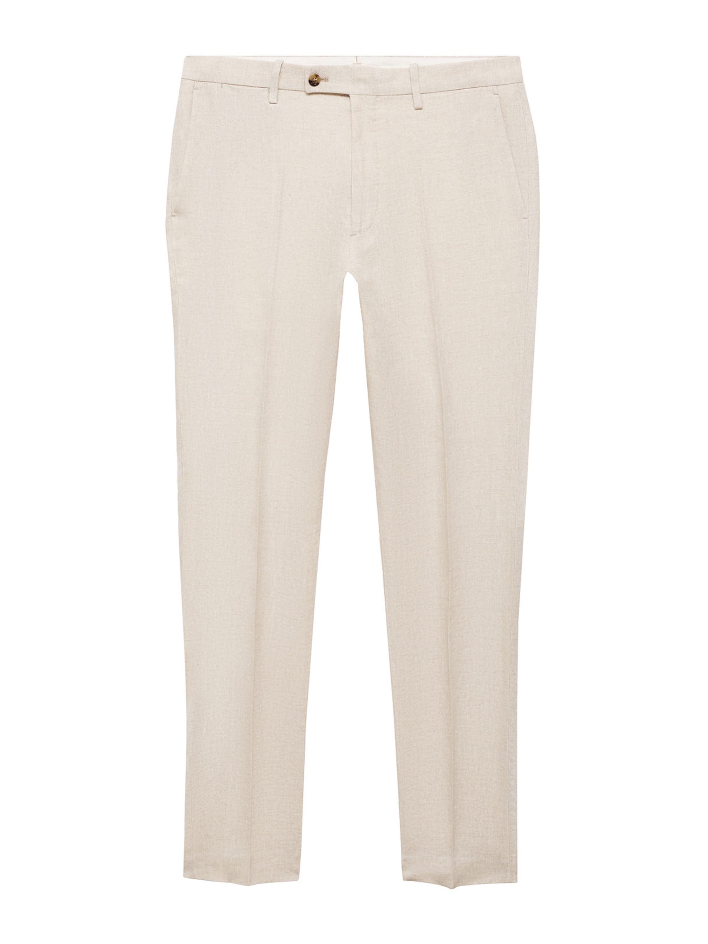 MANGO MAN Regular Trousers with creases 'Amalfi' in Beige: front