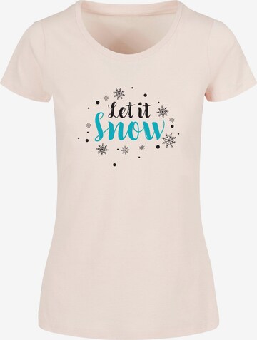 Merchcode Shirt 'Let it snow' in Roze: voorkant