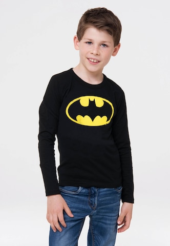 LOGOSHIRT Shirt 'Batman Logo' in Zwart: voorkant