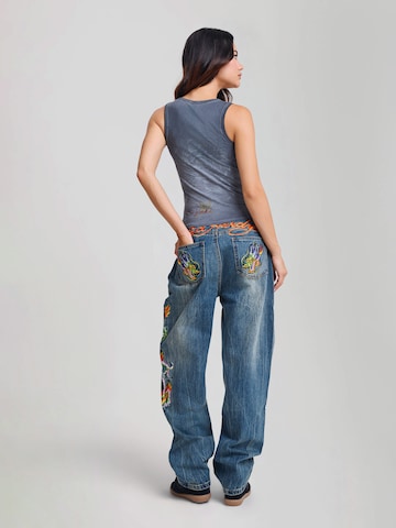 Ed Hardy Loose fit Jeans 'Kriechender Drache' in Blue