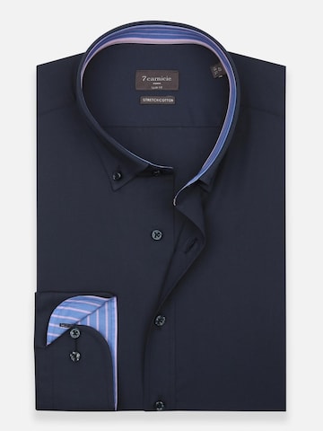 Slim fit Camicia business 'Leonardo Sport Poplin Stretch Man Shirt Black' di 7Camicie in blu