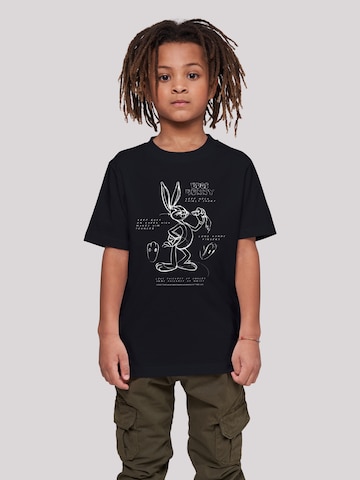 F4NT4STIC T-Shirt 'Looney Tunes Bugs Bunny Drawing Instruction' in Schwarz: predná strana
