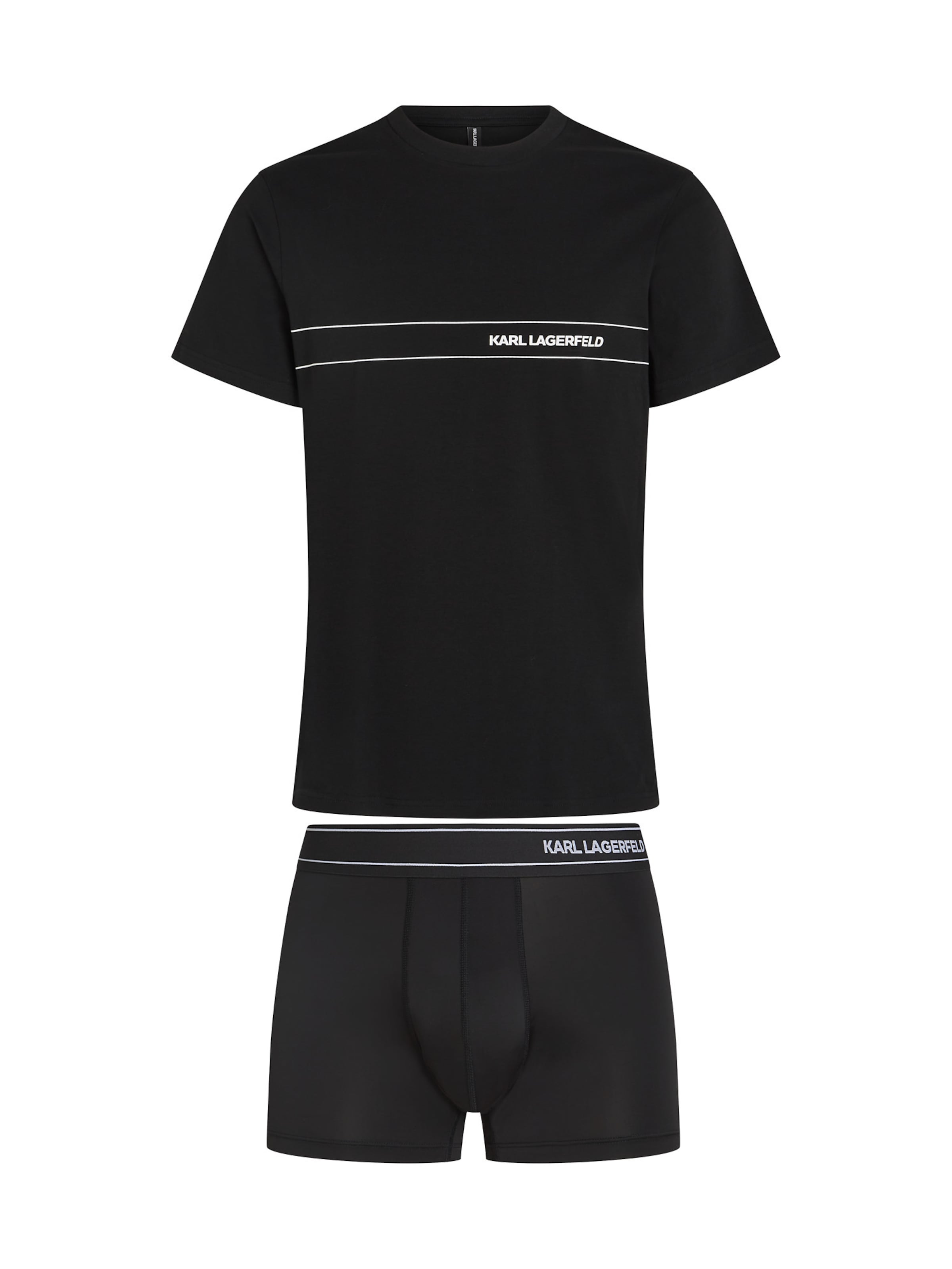 Karl Lagerfeld - Pijama corto en negro: frente