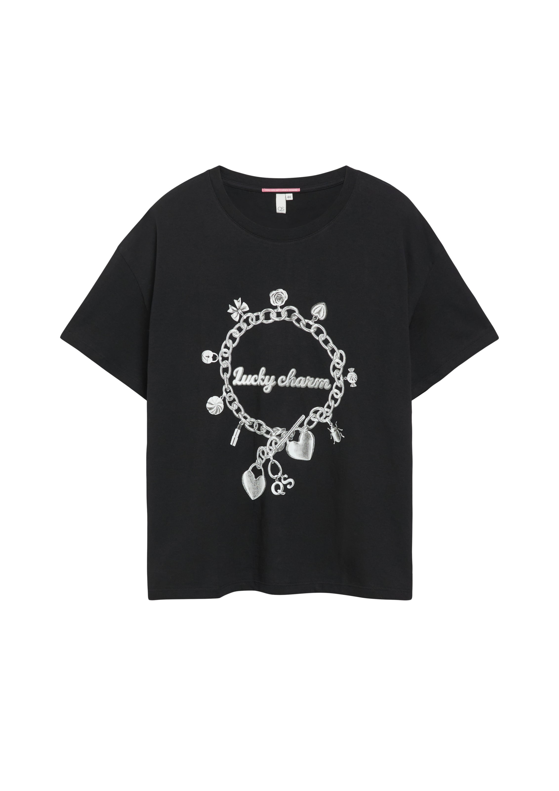 T-shirt QS en noir : devant