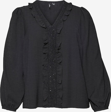 Vero Moda Curve Blouse 'CAREN' in Zwart: voorkant