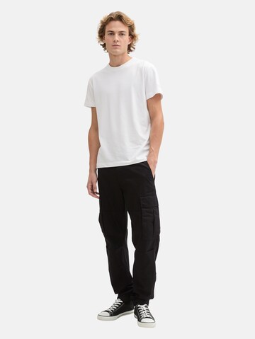 TOM TAILOR DENIM Loosefit Cargobroek in Zwart