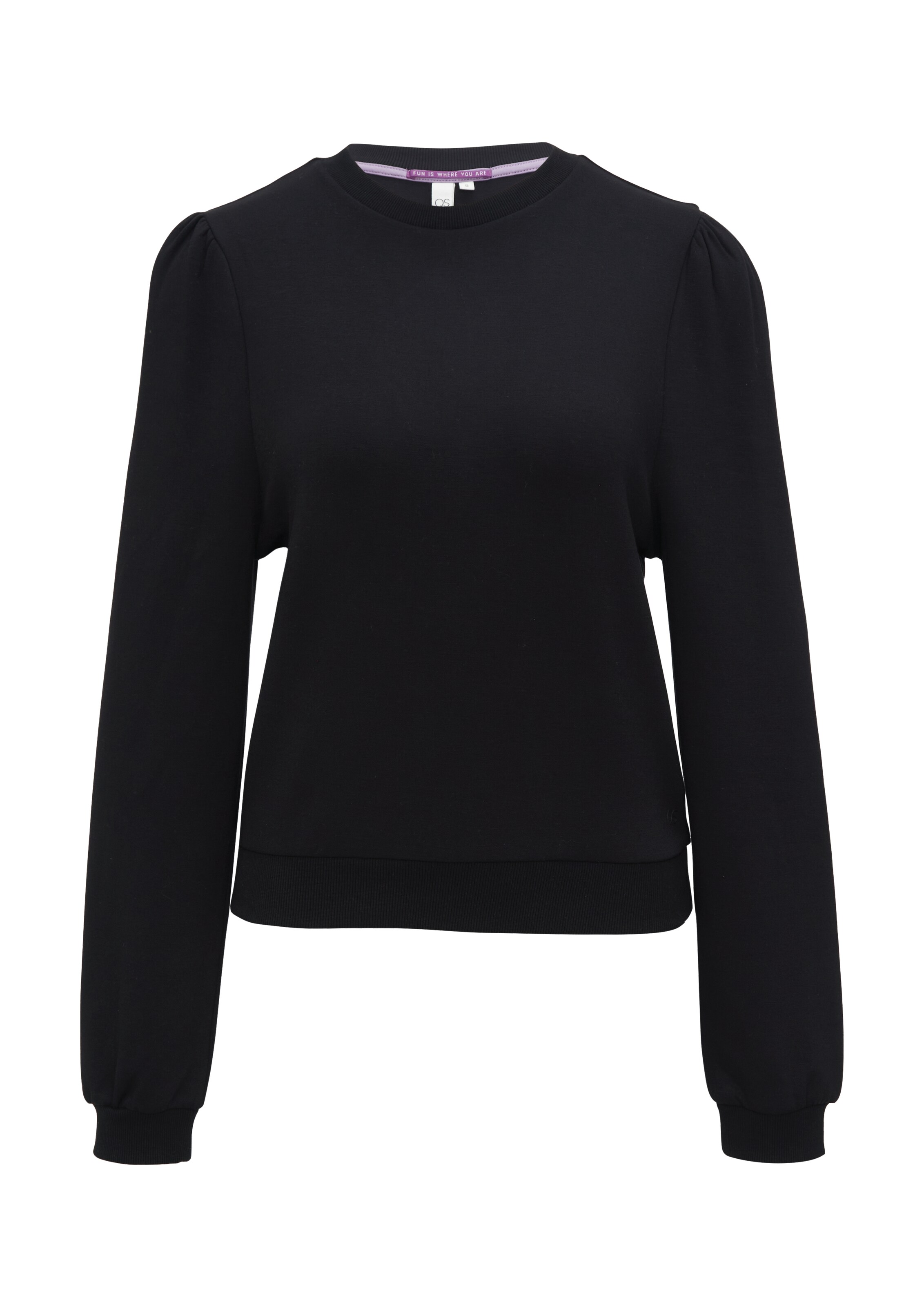 QS Μπλούζα φούτερ σε μαύρο: μπροστά