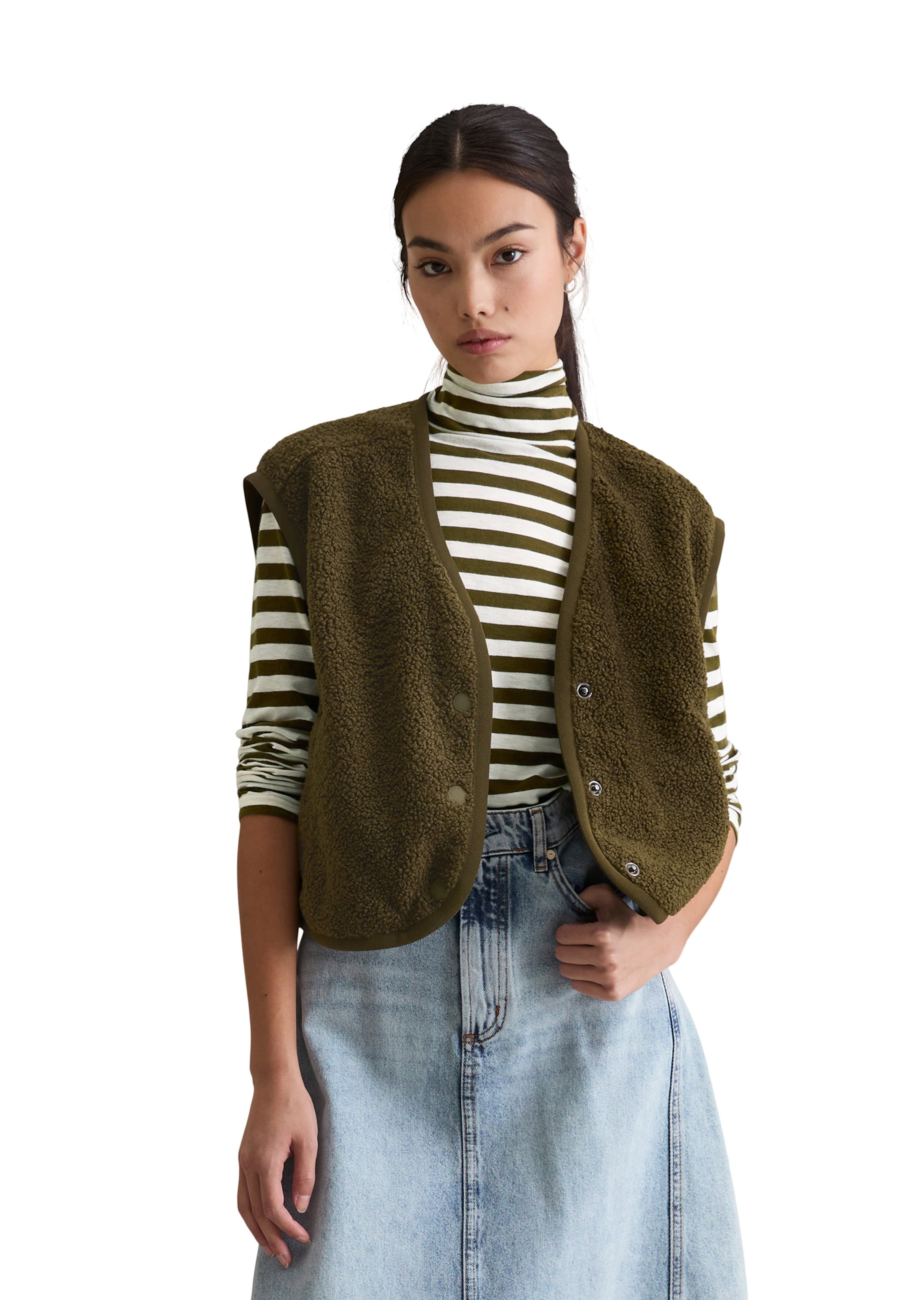 Marc O'Polo DENIM Weste in Grün: Vorderseite