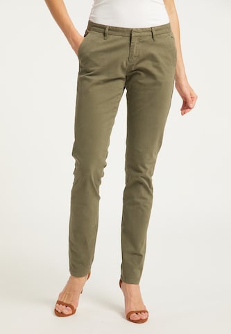 DreiMaster Vintage Slim fit Pants in Green: front