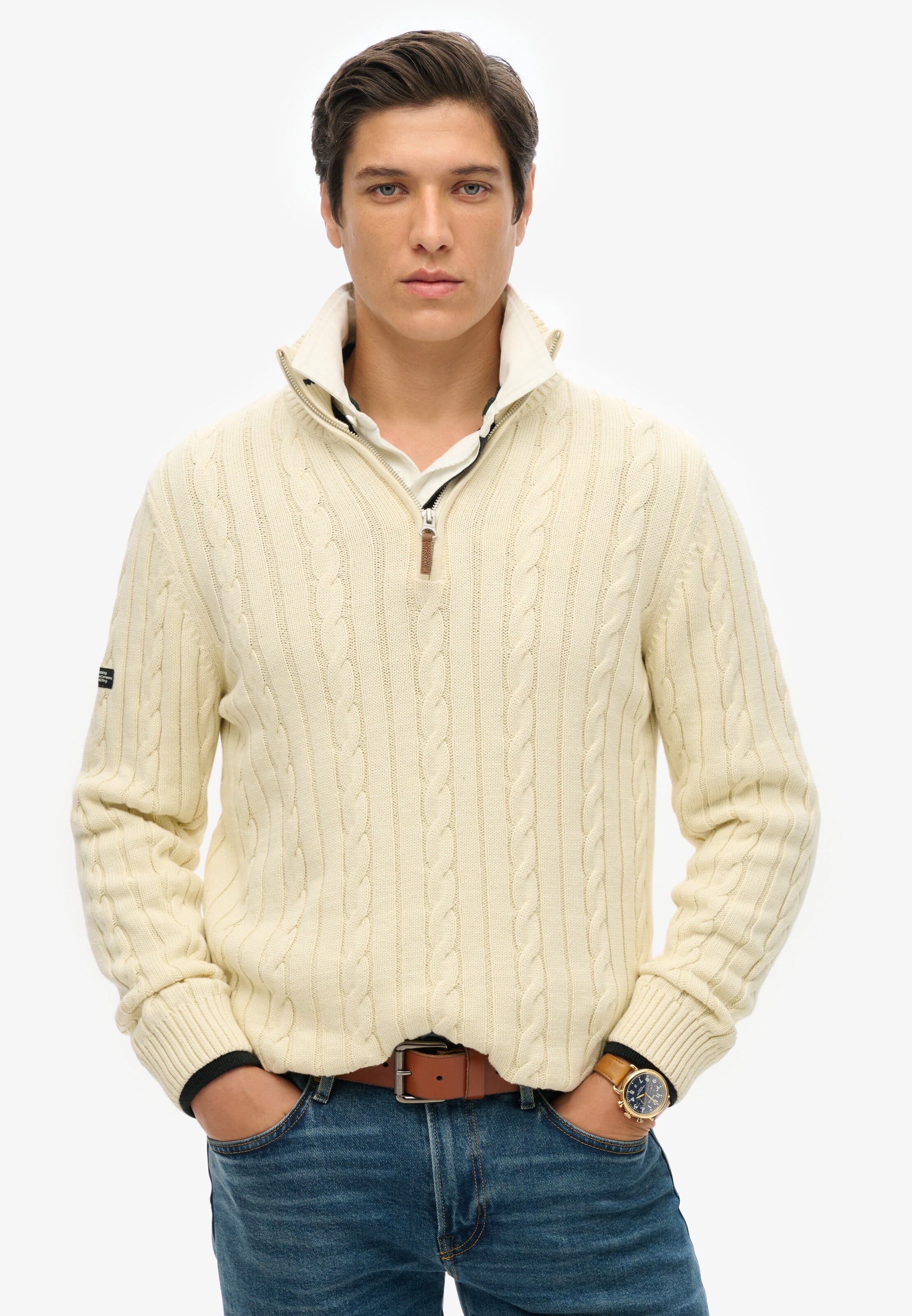 Pull-over Superdry & Co en beige : devant