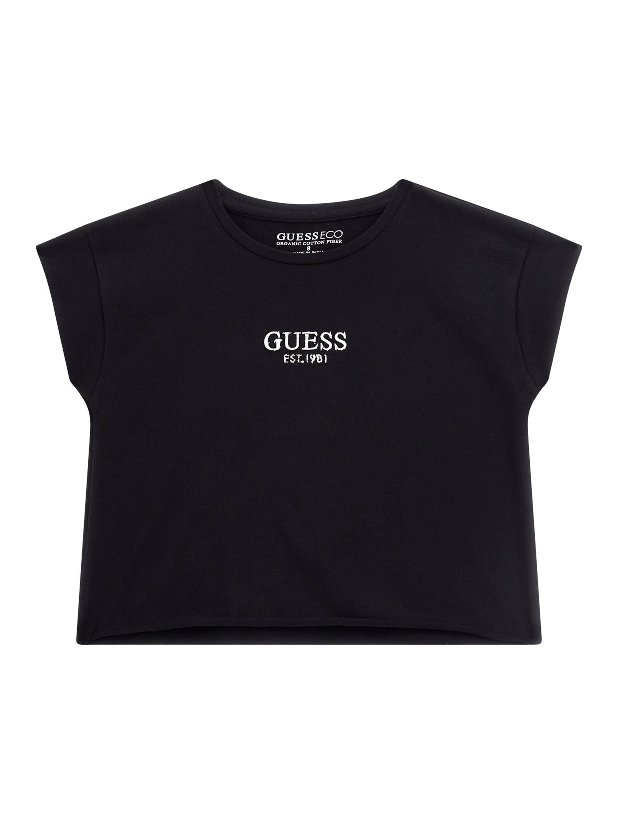 GUESS - Camiseta en negro: frente