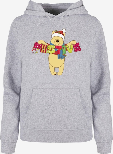 ABSOLUTE CULT Sweatshirt 'Winnie The Pooh - Festive' in hellgelb / grau / blutrot / weiß, Produktansicht