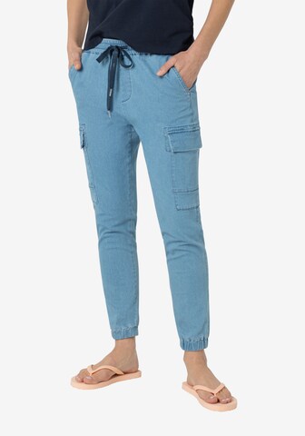 TIMEZONE Tapered Cargobroek 'Rakima' in Blauw: voorkant