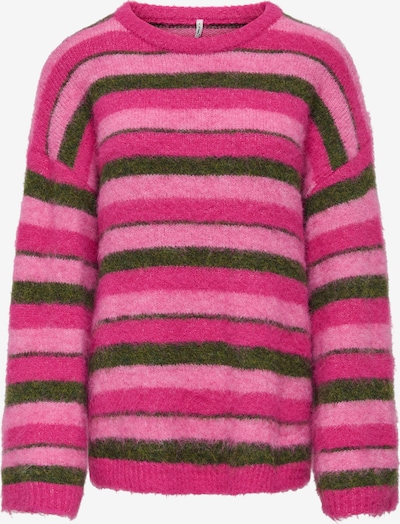 ONLY Pullover 'ONLPERIL' in XS in oliv / beere / rosa, Produktansicht