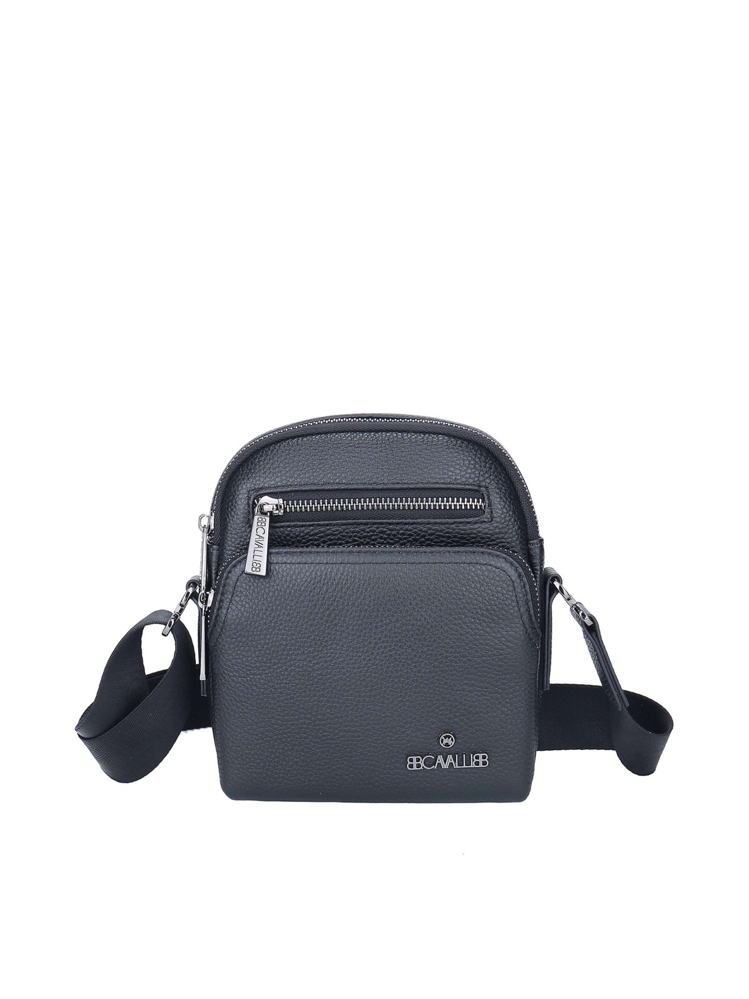 Borsa a tracolla 'Borsa a Tracolla Uomo Vera Pelle con Zip - B Cavalli' di B. Cavalli in nero