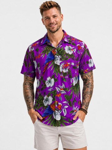 King Kameha Shirt 'Cherryparrot' in Purple